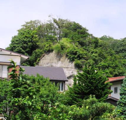 史跡を案内する筆者